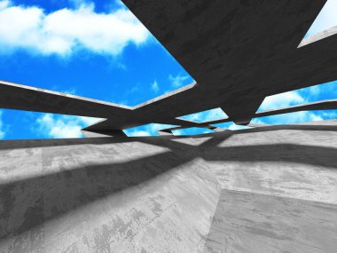 Bulutlu gökyüzü arka planda beton oda duvar inşaatı