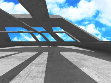 Bulutlu gökyüzü arka planda beton oda duvar inşaatı