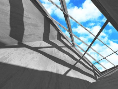 Bulutlu gökyüzü arka planda beton oda duvar inşaatı