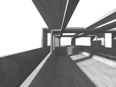 Karanlık beton boş oda. Modern mimari tasarım