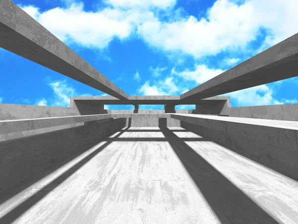 Construção de parede de sala de concreto no fundo do céu nublado — Fotografia de Stock