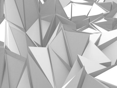 Beyaz Geometrik Poligon Soyut Arkaplan. 3d Hazırlama