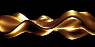 Altın soyut dalgalı sıvı arka plan. 3d resimleme