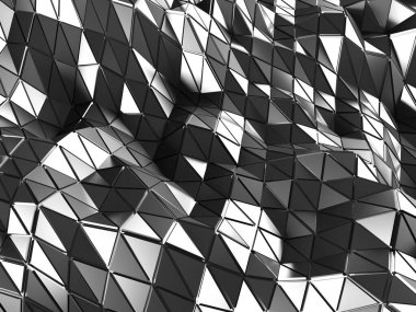 Krom Metalik Parlak Fütürist Arkaplan. 3d Hazırlama