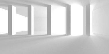 Soyut Beyaz Mimari Tasarım Konsepti. 3d Görüntüleme
