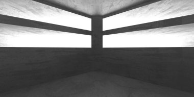 Dark Beton Duvar Mimarisi. Boş Oda. 3d Görüntüleme