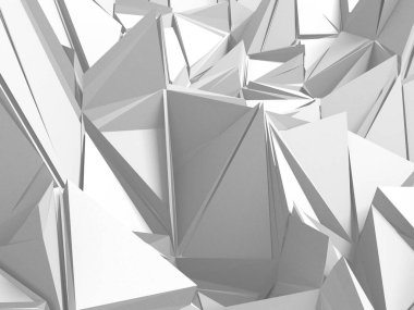 Beyaz Geometrik Poligon Soyut Arkaplan. 3d Hazırlama