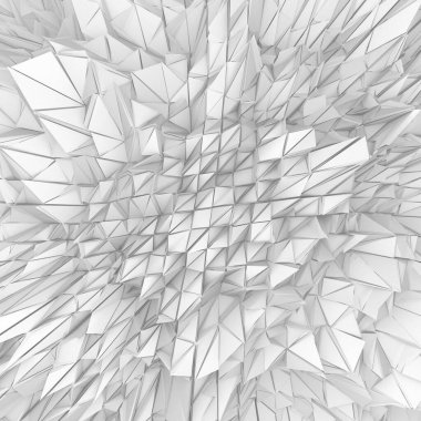 Beyaz Geometrik Poligon Soyut Arkaplan. 3d Hazırlama