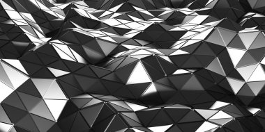 Krom Metalik Parlak Fütürist Arkaplan. 3d Hazırlama