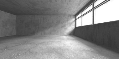 Dark Beton Duvar Mimarisi. Boş Oda. 3d Görüntüleme