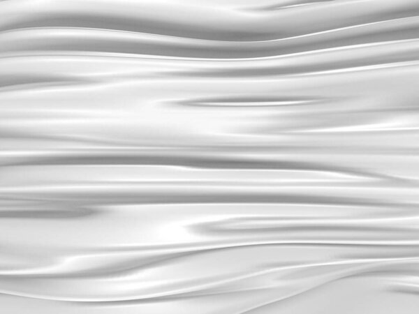 Белый абстрактный жидкий волнистый фон. Трехмерная иллюстрация