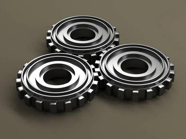 Gears Gray Background Cooperation Teamwork Concept Render — Stock Photo, Image