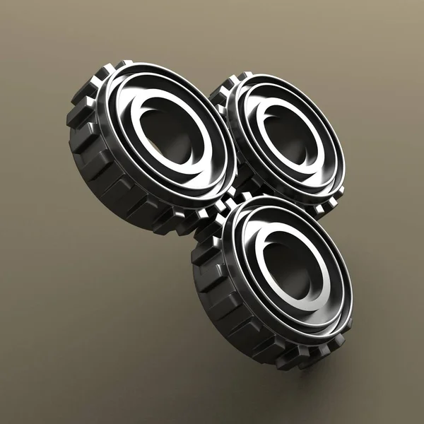 Gears Gray Background Cooperation Teamwork Concept Render — Stock Photo, Image