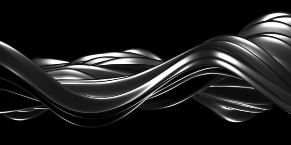 Metallic Abstract Wavy Liquid Background Render Illustration — Stock Photo, Image