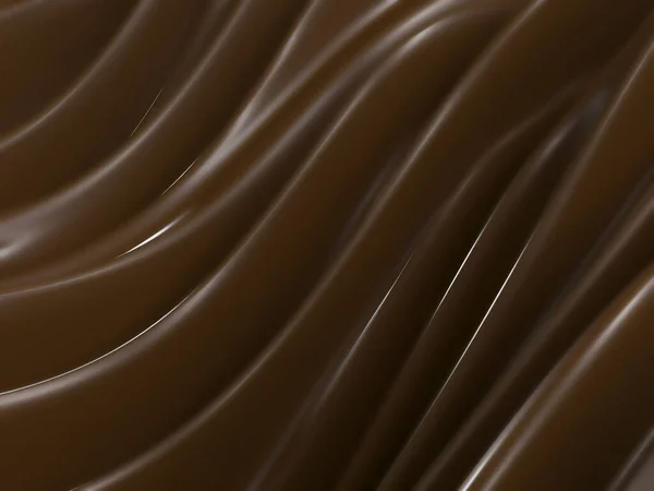 Massa Chocolate Derretido Fundo Ondas Chocolate Renderização — Fotografia de Stock