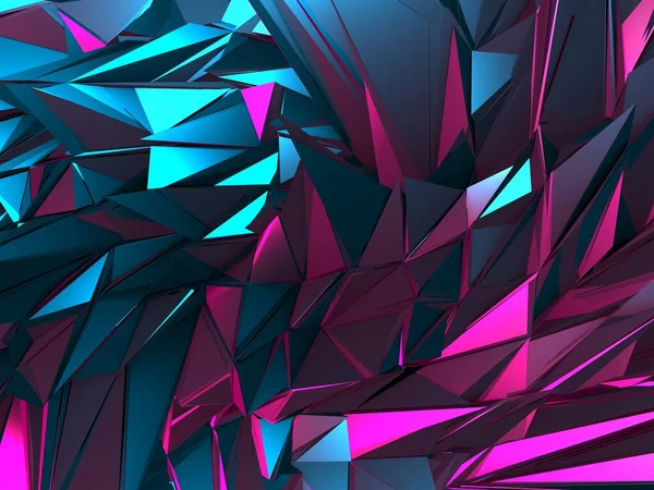 三角形のポリゴンカラフルな抽象未来的な背景 3Dレンダリング — ストック写真