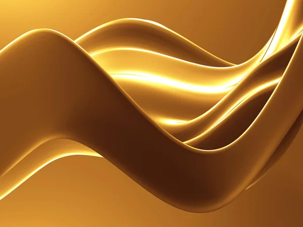 Golden Abstract Wavy Liquid Background Render Illustration — Stock Photo, Image