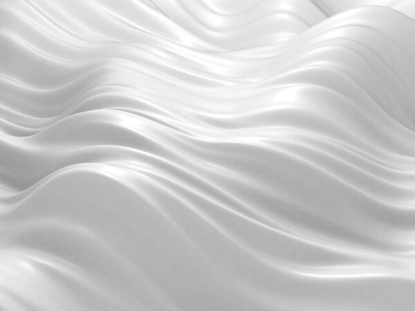 White abstract liquid wavy background. 3d render illustration