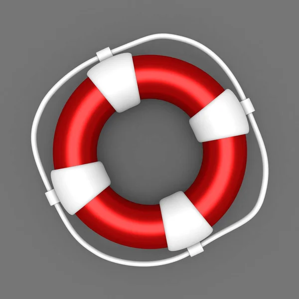Life Buoy Gray Background Safety Concept Render — Stock Photo, Image
