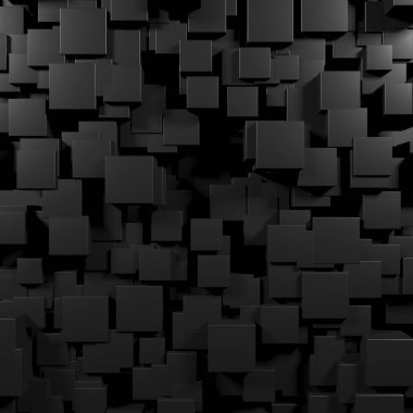 Soyut Karanlık Küpler Fütürist Tasarım Arkaplanı. 3d Görüntüleme