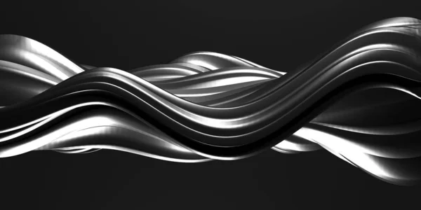 Metallische Abstrakte Wellenförmige Flüssigkeit Hintergrund Darstellung — Stockfoto