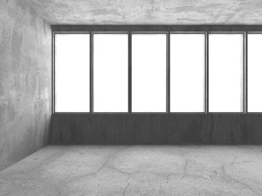 Dark Beton Duvar Mimarisi. Boş Oda. 3d Görüntüleme