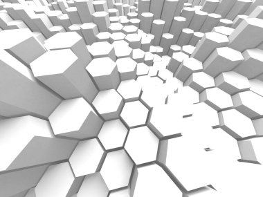 Beyaz Geometrik Poligon Soyut Arkaplan. 3d Hazırlama