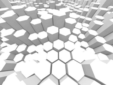 Beyaz Geometrik Poligon Soyut Arkaplan. 3d Hazırlama