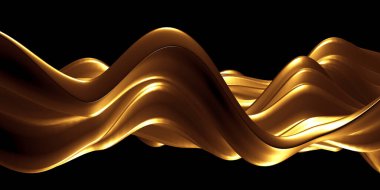 Altın soyut dalgalı sıvı arka plan. 3d resimleme