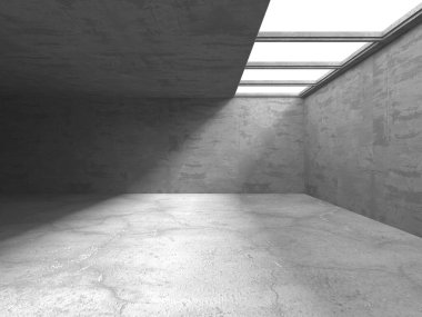 Dark Beton Duvar Mimarisi. Boş Oda. 3d Görüntüleme