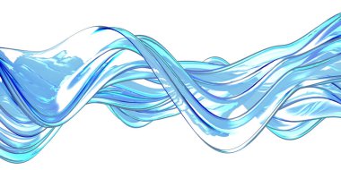 Beyaz arka planda mavi su dalgası. Temiz kristal sıvı. 3d hazırlayıcı