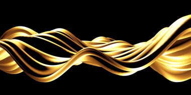 Altın soyut dalgalı sıvı arka plan. 3d resimleme