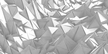 Beyaz Geometrik Poligon Soyut Arkaplan. 3d Hazırlama