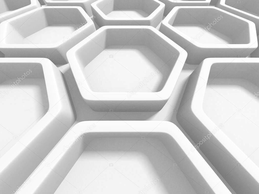 White Geometric Poligon Abstract Background. 3d Render