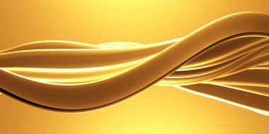 Altın soyut dalgalı sıvı arka plan. 3d resimleme