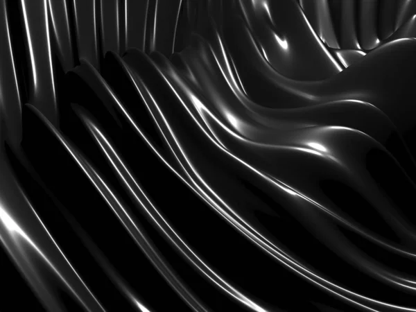 金属抽象波状液体背景 3D渲染说明 — 图库照片