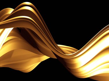 Altın soyut dalgalı sıvı arka plan. 3d resimleme