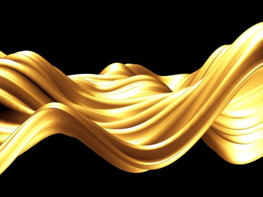 Altın soyut dalgalı sıvı arka plan. 3d resimleme