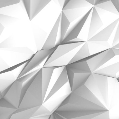 Beyaz Geometrik Poligon Soyut Arkaplan. 3d Hazırlama