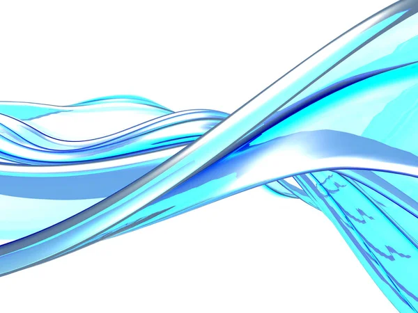 Vague Eau Bleue Sur Fond Blanc Liquide Cristallin Propre Rendu — Photo