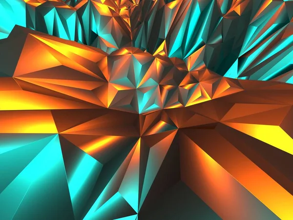 三角形のポリゴンカラフルな抽象未来的な背景 3Dレンダリング — ストック写真