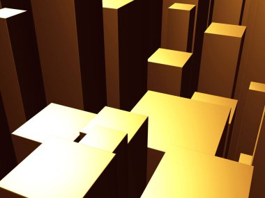 Lüks altın arka plan. Altın parıltılı küp dizisi. 3d hazırlayıcı