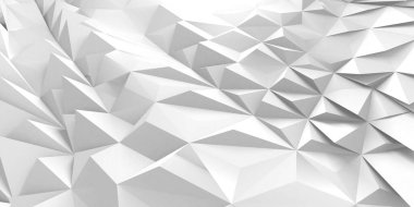 Beyaz Geometrik Poligon Soyut Arkaplan. 3d Hazırlama