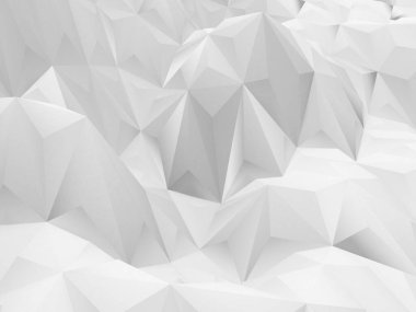 Beyaz Geometrik Poligon Soyut Arkaplan. 3d Hazırlama
