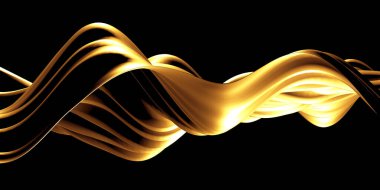 Altın soyut dalgalı sıvı arka plan. 3d resimleme