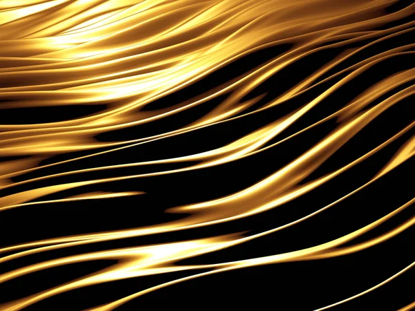 Fundo Líquido Ondulado Abstrato Dourado Renderizar Ilustração — Fotografia de Stock