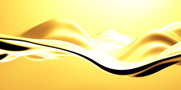 Gyllene Abstrakt Vågigt Flytande Bakgrund Återgivning Illustration — Stockfoto