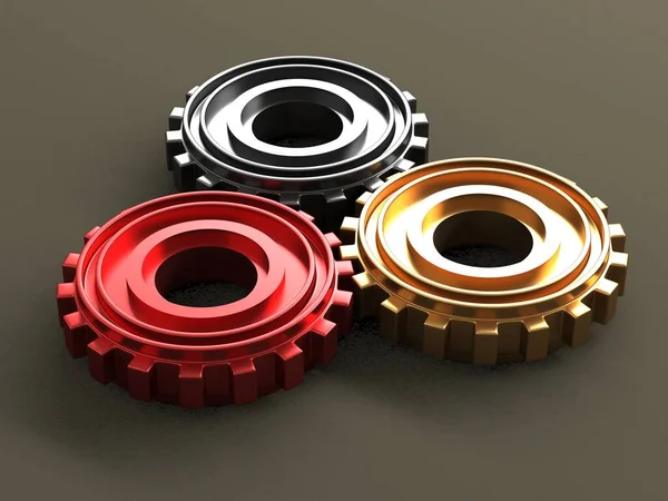 Gears Gray Background Cooperation Teamwork Concept Render — Stock Photo, Image