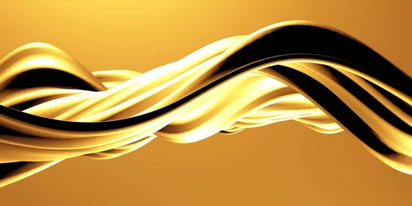 Golden Abstract Wavy Liquid Background Render Illustration — Stock Photo, Image