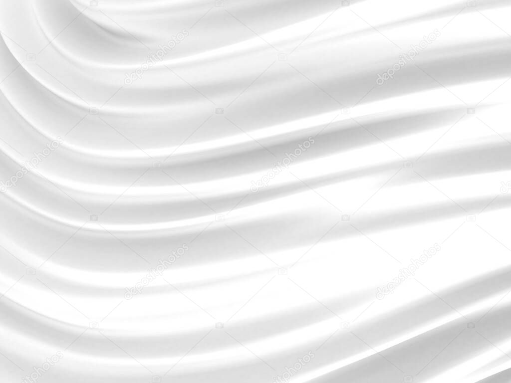 White abstract liquid wavy background. 3d render illustration